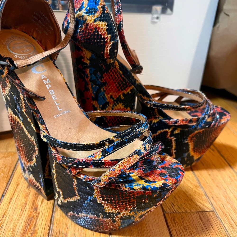 Jeffrey Campbell snakeskin platform heels
